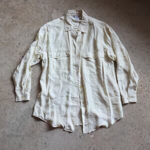 Vintage Butter Yellow 100% Silk Button Up Blouse